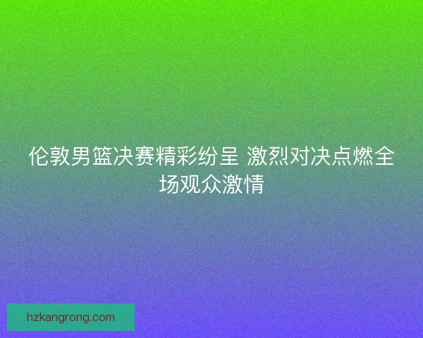 伦敦男篮决赛精彩纷呈 激烈对决点燃全场观众激情